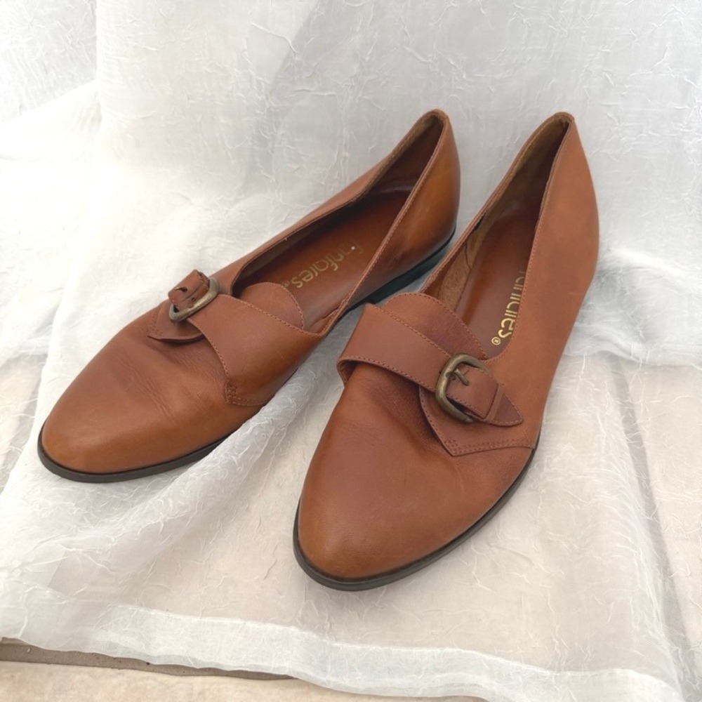 Fanfares Monk-strap Loafers Womens 9B Brown Leather Vintage Brazil Buckle Flats